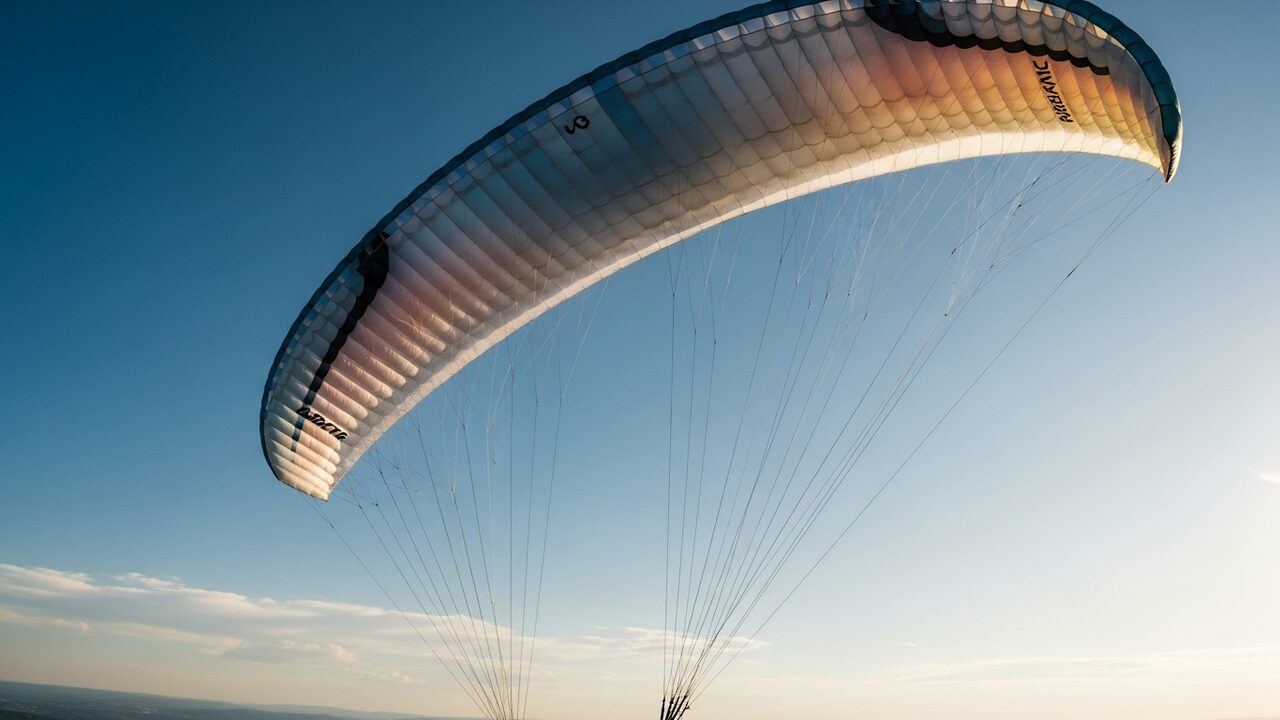 Vela di parapendio ad alte prestazioni in volo